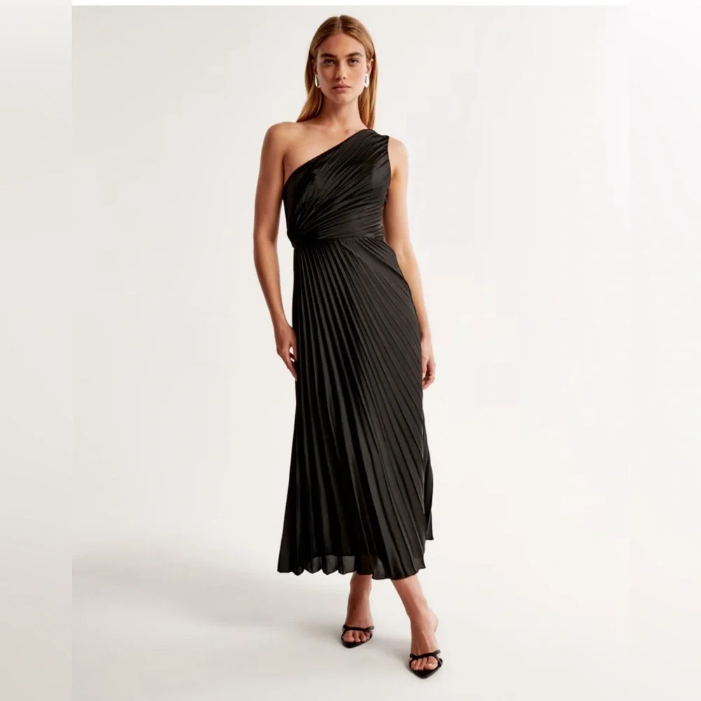 The A&F Giselle Pleated One-Shoulder Maxi Dress- - Picture 1 of 1